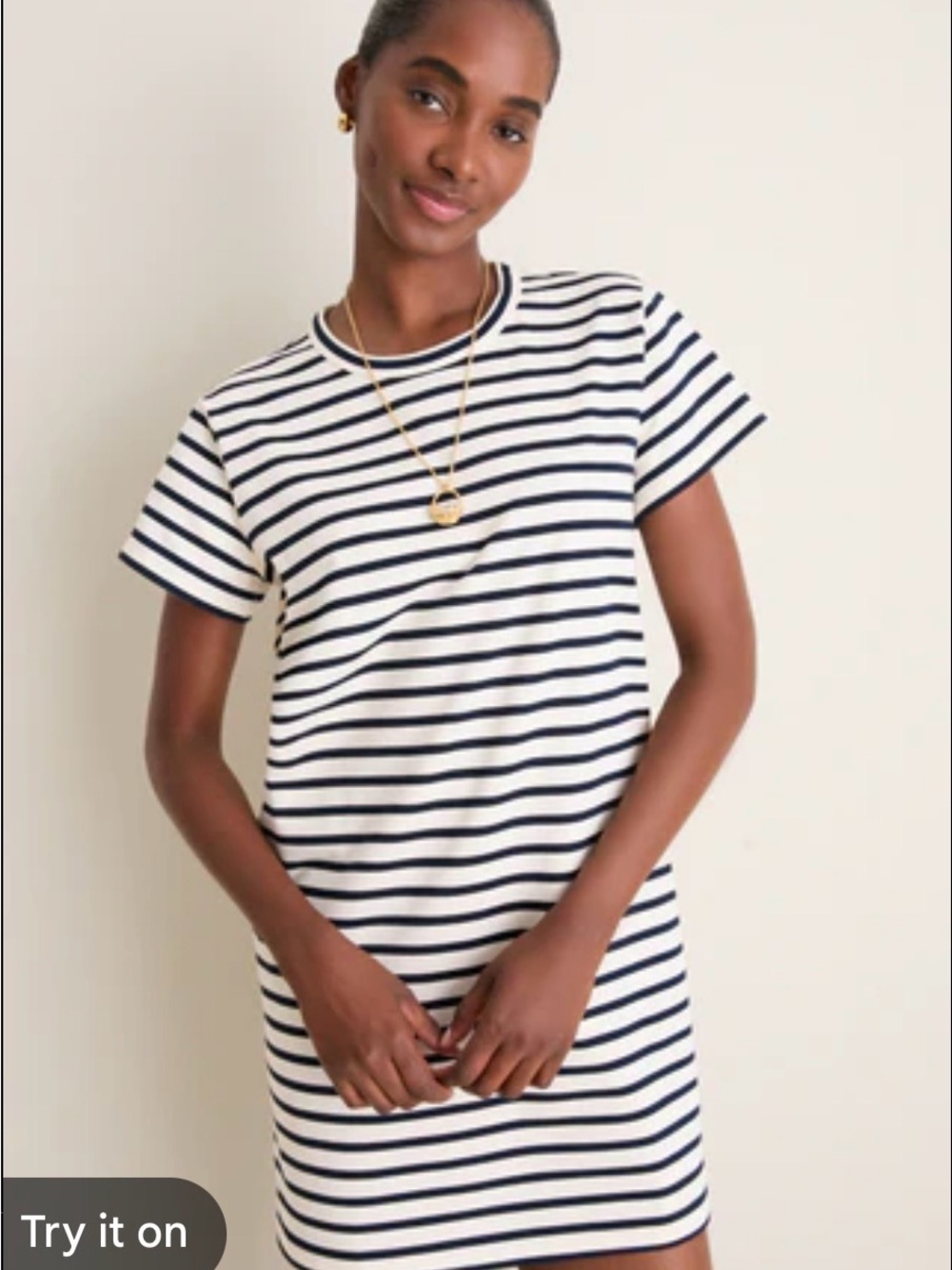 Pomander Place Tuckernuck White and Navy Striped Mini Dress